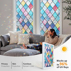 Window Privacy Film Stained Glass 35.4" x 157.4" Rainbow | Static cling – no - Image 2