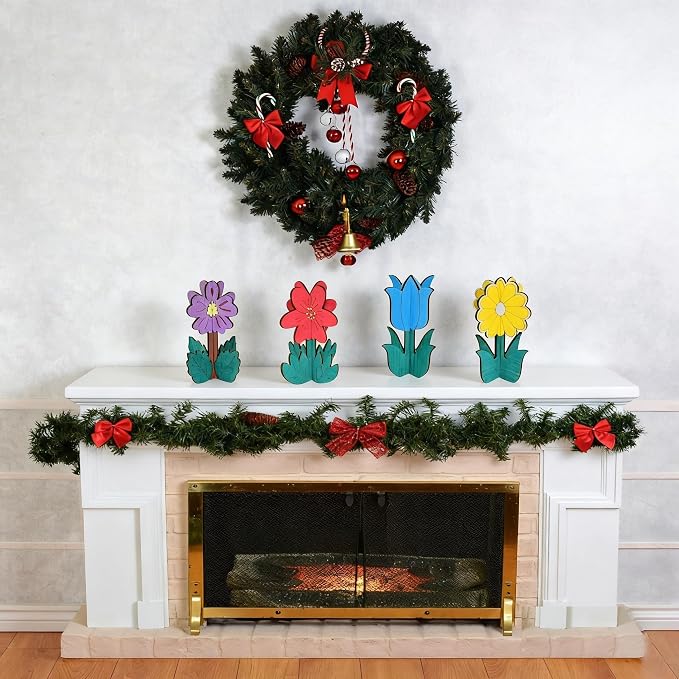 Wooden Flowers for Crafts, DIY 3D Wood Crafts Paintable Flower Craft Ornaments: - Image 6