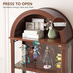 Dystler Curio Cabinet with Glass Doors & LED Lights | 72" Tall, Arched Display - Image 3