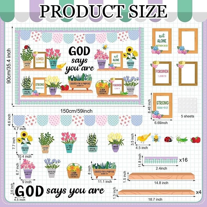 Christian Bulletin Board Set God Says You are Religious Classroom Decoration - Image 2