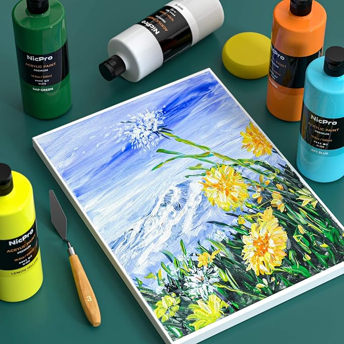 Nicpro 14 Colors Large Bulk Acrylic Paint Set Rich Art Painting Supplies - Image 7