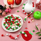 Qunclay 200 Pieces Apple Wooden Beads Thanksgiving Fall Beads - Image 3