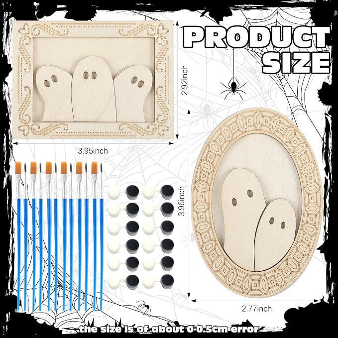 Simgoing 24 Set Wood Ghost DIY Frames Decorating Craft - Image 2