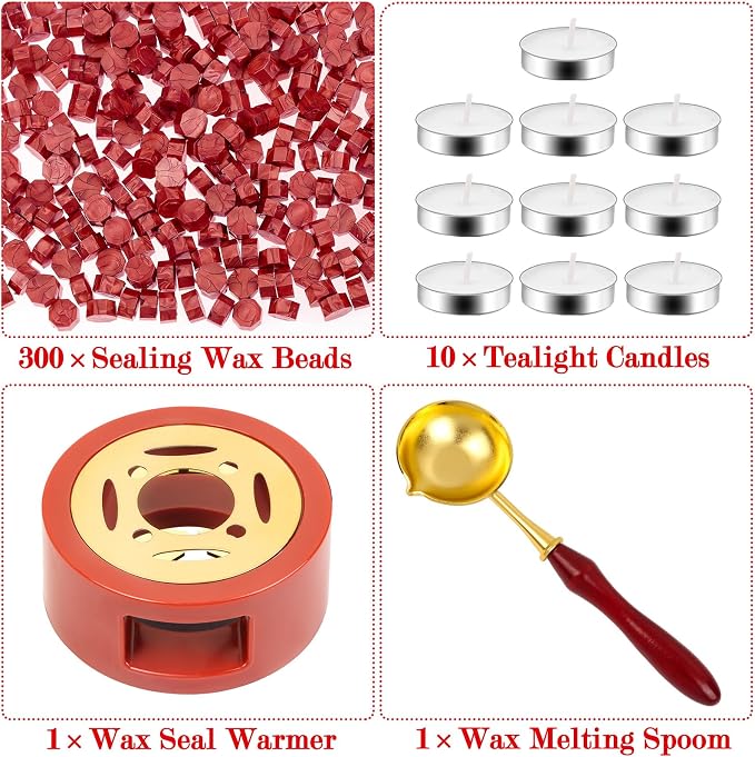 Red Wax for Letters Stamp Seals, Paxcoo 312pcs Stamp Wax Kit - Image 3