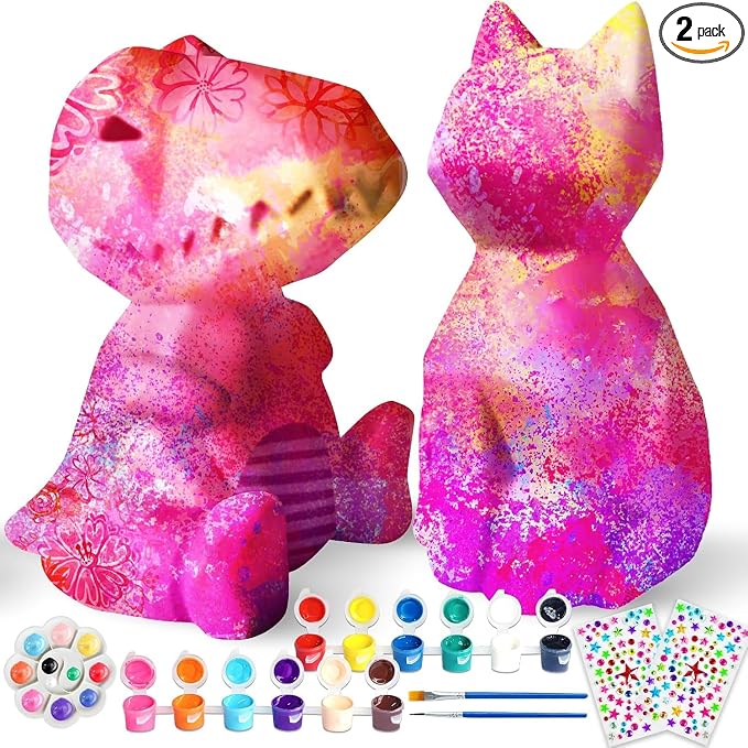 Goody King Paint Your Own Cat & Dinosaur Lamp Kit, Arts & Crafts by GoodyKing