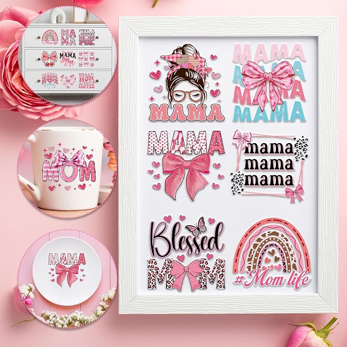Rngmsi 20 Sheets Mom UV DTF Cup Wrap, Mama Waterproof Cold UV DTF Stickers | - Image 4