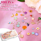 Acejoz 300Pcs Charms for Jewelry Making, Wholesale Bulk Assorted Gold-Plated - Image 3