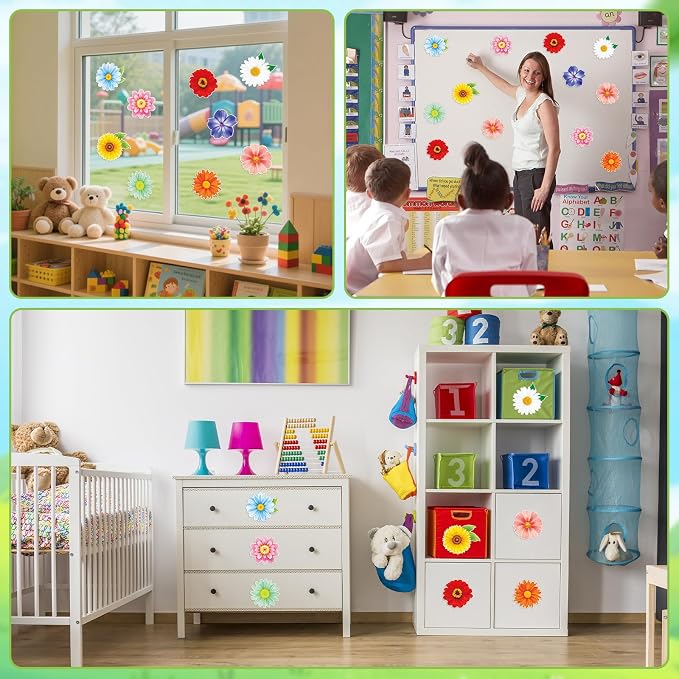 54Pcs Spring Flower Cutouts Bulletin Board Decorations Summer Floral Paper - Image 5