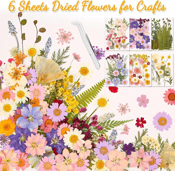 124 Pcs Dried Pressed Flowers for Resin Crafts, Real Pressed Wildflowers - Image 6