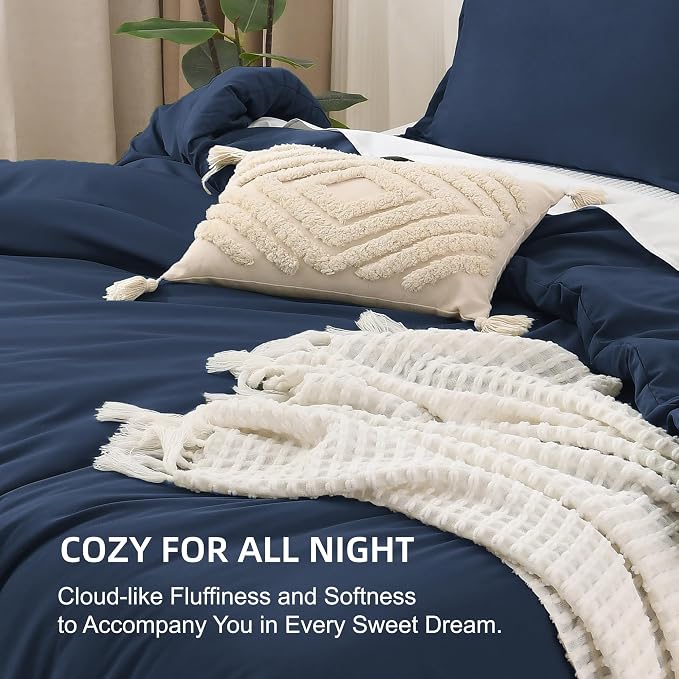 Litanika Navy Blue Oversized King Comforters Super King Size, 3 Pieces - Image 7