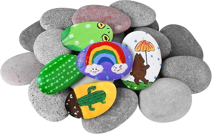 River Rocks for Painting 25 Pcs Large 3.5-5 Inch Flat Smooth Painting Stones by dojobkinb