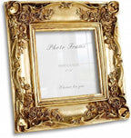 Cuspin 4x4 Gold Picture Frame Square, Vintage Ornate Resin Photo Frame by Cuspin