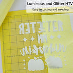 HTVVETUR Glitter Yellow Heat Transfer Vinyl, Glow in The Dark HTV Vinyl Roll - Image 5