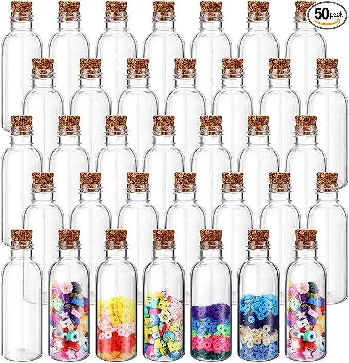Lounsweer 50 Pack 2 oz Clear Plastic Sand Art Bottles by Lounsweer