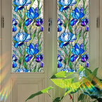 Bloss Blue Iris Flowers Sunroof Film Floral Rainbow Effect Static Clings Window - Image 5