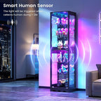 Dystler Display Cabinet with Glass Doors, 6 Tier RGB Lights Curio Cabinet | - Image 4