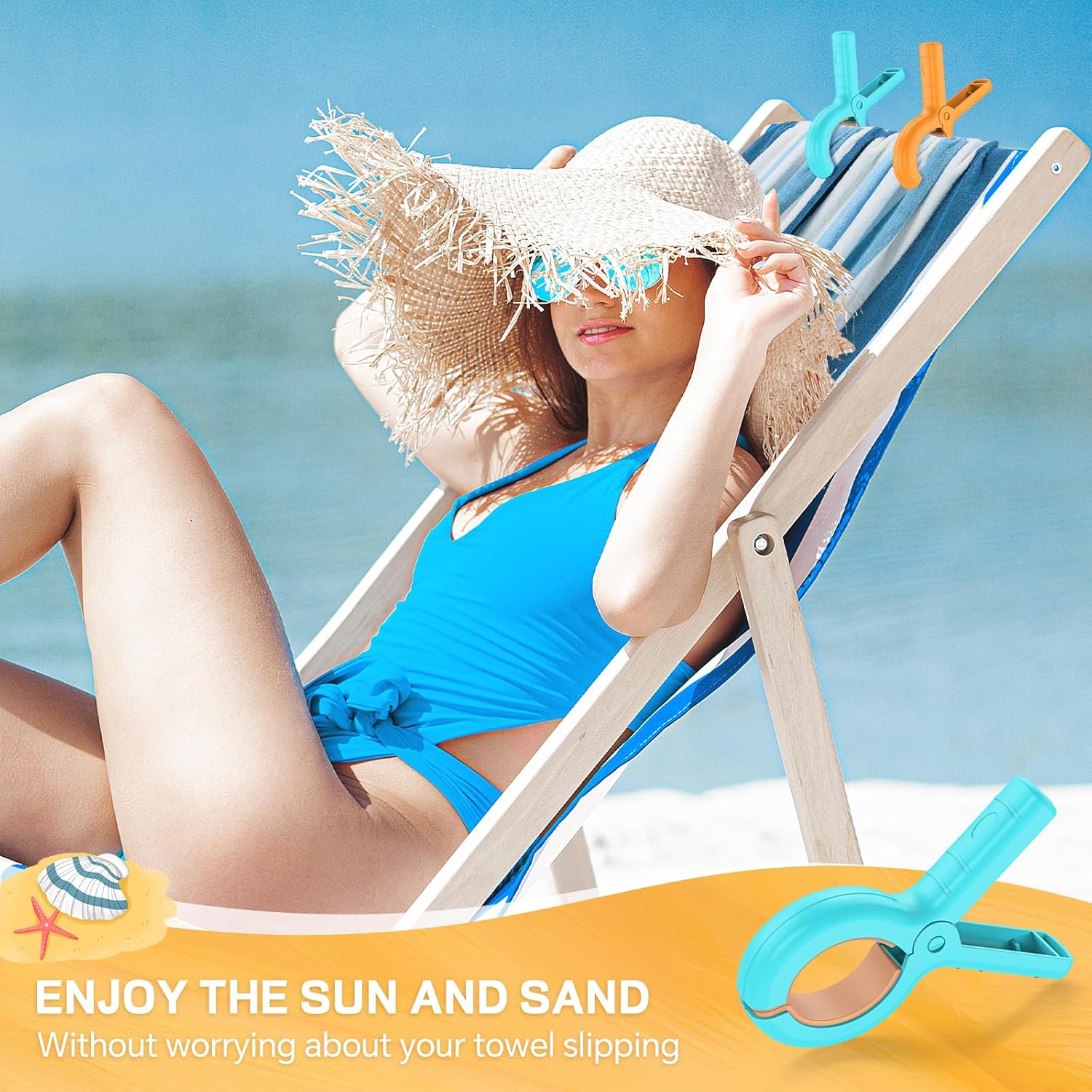 Senbowe 12 Pcs Beach Towel Clips for Beach Chairs, Towel Holder Clips for Chair Pool on Cruise,Heavy Duty Clothes Pins, Plastic Strong Beach Chair Clips to Keep Your Towel from Blowing Away,4 Colors