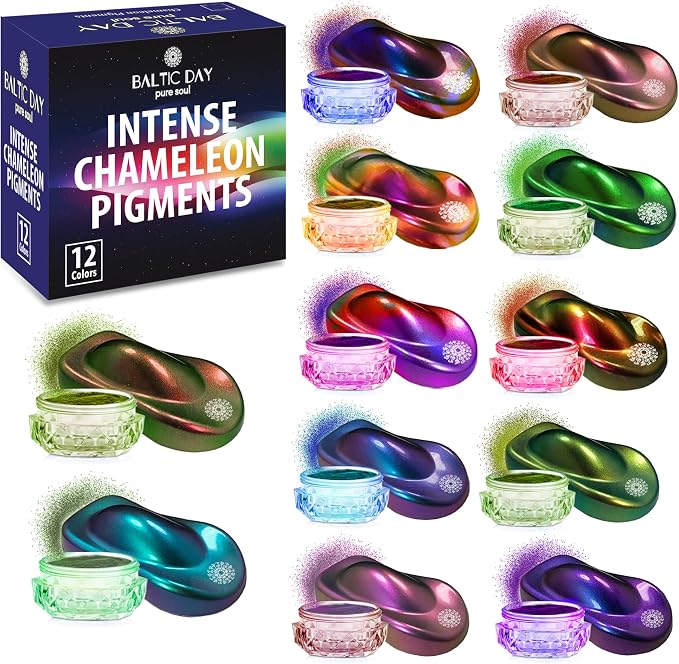 BALTIC DAY Intense Chameleon Mica Powder Set – 12 Hypershift Ultra-Fine Chrome by BALTICDAYpuresoul