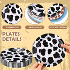 Funnymoom 60 Pcs 7 Inch Western Cowboy Party Paper Plates Blue Brown Cartoon - Image 3