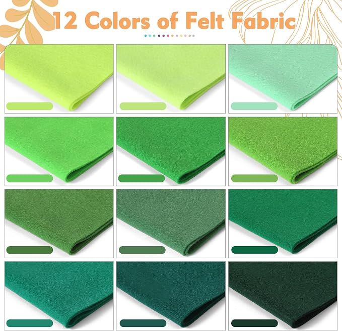 HaoFeiJH 12 Rolls 8"x20" 1.6mm Thick Soft Felt Fabric Sheets – 12 Assorted - Image 3