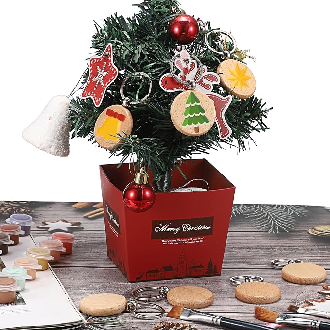 JUXYES 200 PCS Unfinished Wooden Keychain Blanks - Image 5
