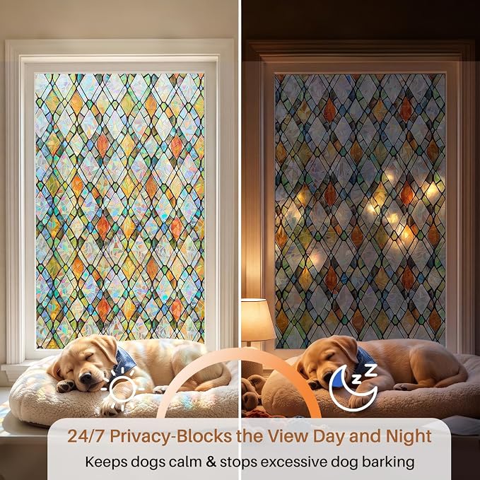 Window Privacy Film, Stained Glass Static Cling Rainbow Stickers 23.6" x - Image 6