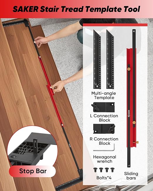 Saker Stair Tread Template Tool, 2026 New Stair Measuring Tool, Stair Tread Jig - Image 8