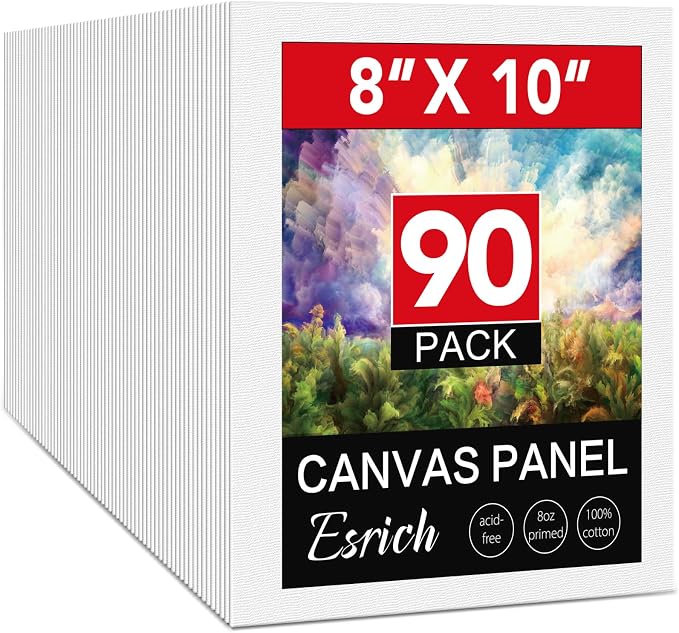 ESRICH Canvas Boards for Painting, 90 Pack Canvases for Painting 8x10 Cotton by ESRICH