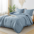 Andency Grayish Blue Comforter Set Full Size, 3 Pieces Boho Tassel Lightweight by Andency