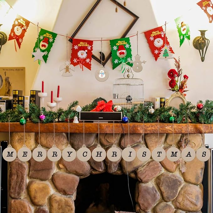 50 Pcs Unfinished Paintable Blank Wooden Christmas Festival Decoration Ornaments - Image 5