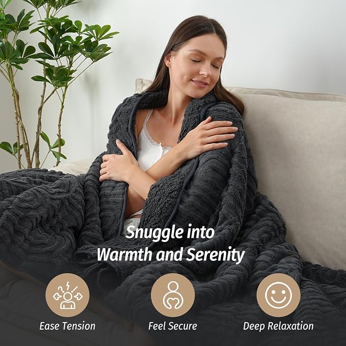 Wemore Jacquard Fleece Weighted Blanket Queen Size 60" x 80" 15lbs, Ultra Soft - Image 5