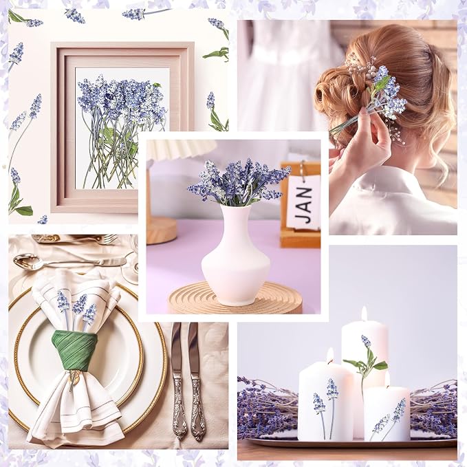 Wavwavw 200 Pcs Pressed Dried Lavender Flowers Stems Natural Preserved Real - Image 5