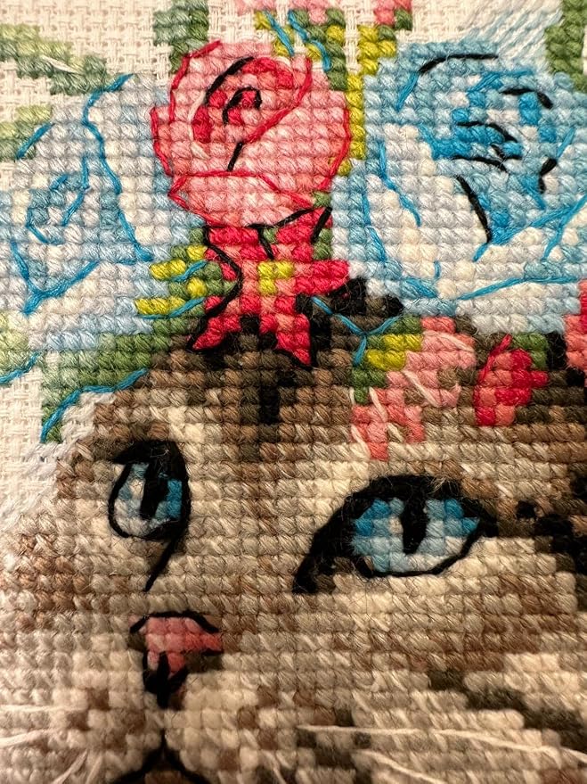 RIOLIS Cat in Flowers 2088, Cross Stitch Kits 6"x7", Cat Lovers & Advanced - Image 3