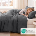 Love's cabin Dark Grey Queen Comforter Set, 3-Piece Prewashed Bed Set - Image 5