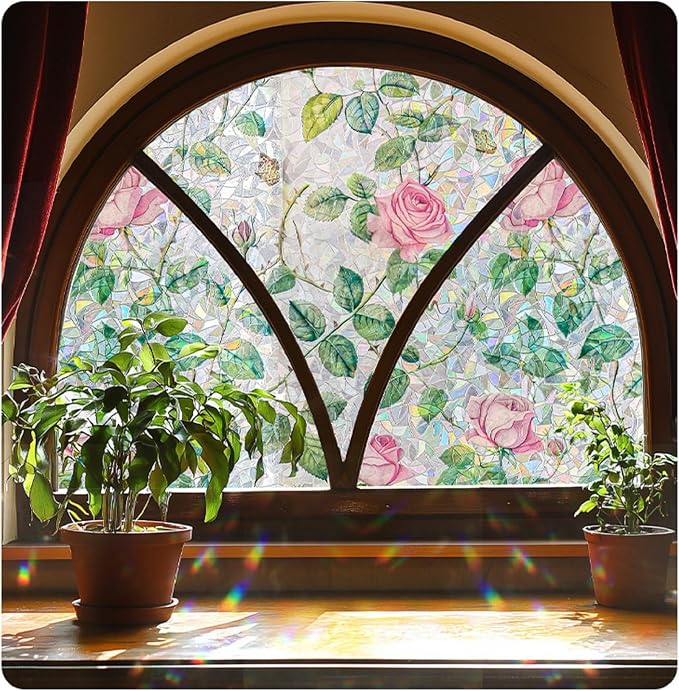 Retro Flowers Window Privacy Film, Magnolia Stained Glass Decorative Window Film - Image 6