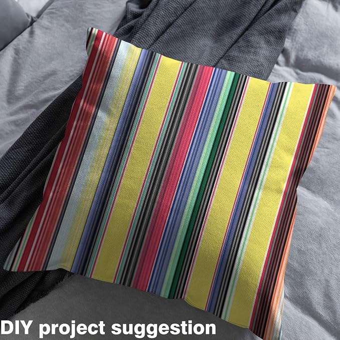 Colorful Stripes Fabric by The Yard, Mexican Style Soft Flannel Polyester No - Image 3