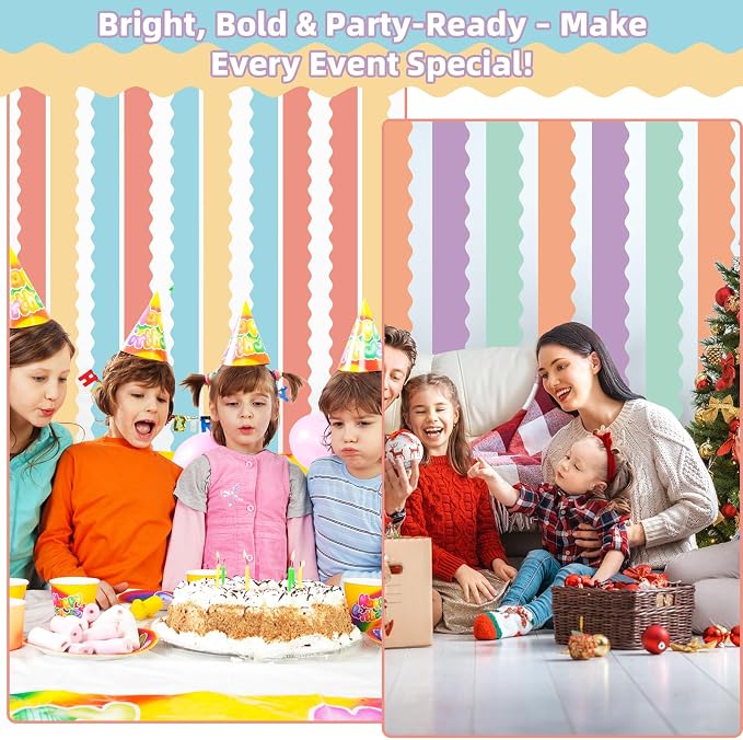 6 Rolls 196.8 Ft Pastel Bulletin Board Borders – Scalloped Classroom Summer - Image 7