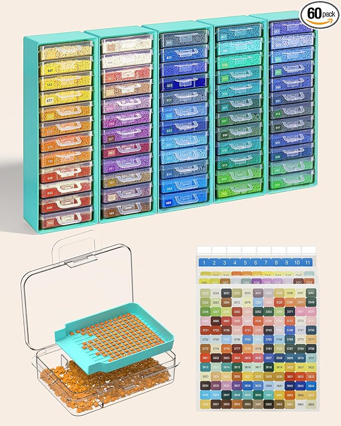 Redtwo 60 PCS Diamond Painting Storage Containers Trays, Detachable Trays by Redtwo
