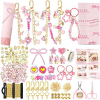 Ecoofor 707 Pcs Lip Gloss Beaded Keychain Making Kits, 78.8 Inch Chains - Image 8