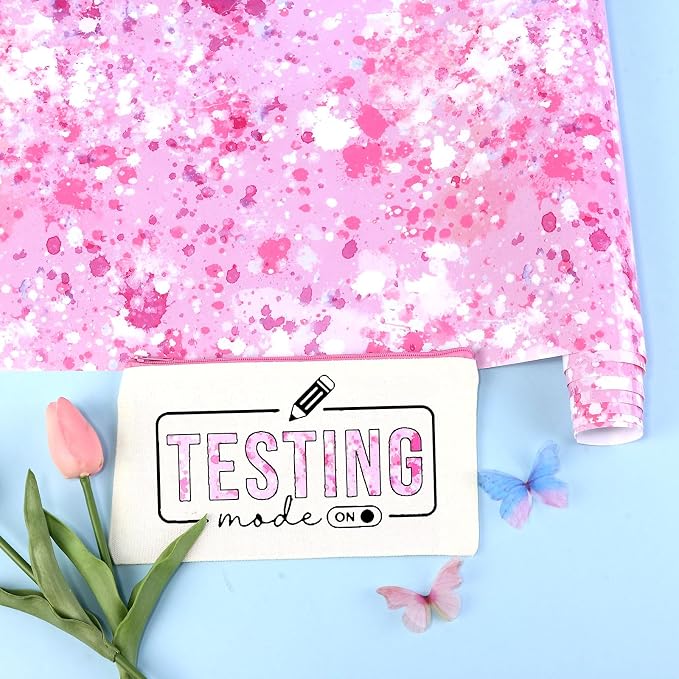 Tintnut Pink White Splash Heat Transfer Vinyl Roll, stretch washable, works - Image 3