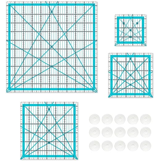 Quilting Rulers, Sewing Rulers, 4 Piece Quilting Square Templates, Acrylic by BSGOGO