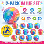 Realspring 12 Pack 8 Inch Tie Dye Beach Balls Bulk Rainbow Themed Pool Toys - Image 3