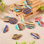 FASHEWELRY 16Pcs Resin Wood Earring Charms Flat Round Wooden Earring Blanks - Image 7