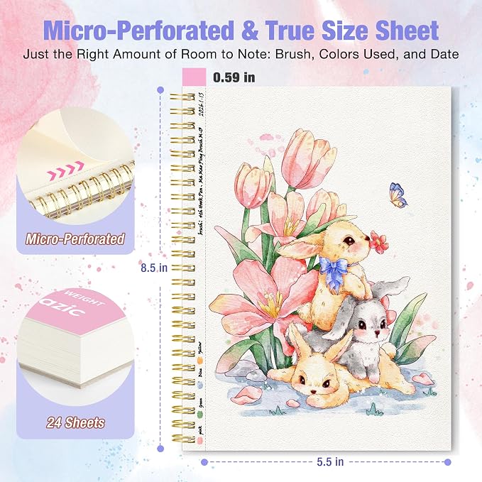 Creazic Watercolor Paper Pad, 5.5"x8.5" 140lb/300g Cold Press Watercolor - Image 2