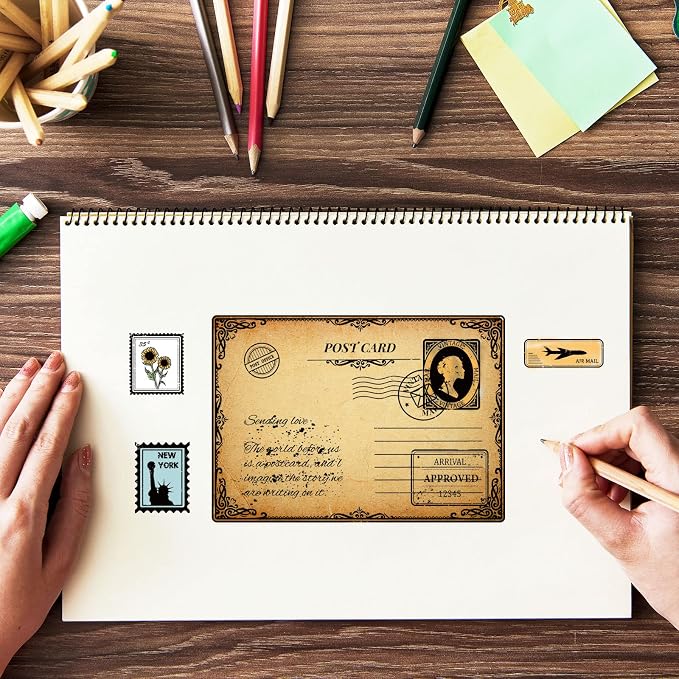 GLOBLELAND Postcard Border Edge Silicone Clear Stamp Postmark Transparent - Image 2