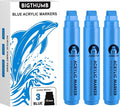 BIGTHUMB 3 Pcs Blue Jumbo Permanent Markers: 15mm Wide Tip Thick Acrylic Paint by BIGTHUMB