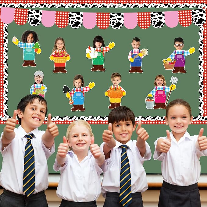 160Pcs Farm Animal Farmer Cutouts Back to School Bulletin Board Decoration Set - Image 5