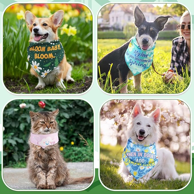 Sweetude 100 Pcs Plaid Dog Bandanas Bulk Paw Print Dog Scarf Bibs Puppy Pet - Image 2