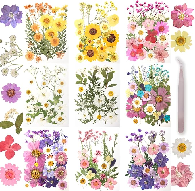 200Pcs Dried Pressed Flowers Resin Mould Real Flowers Natural Dry Leaves Bulk by Gvhntk