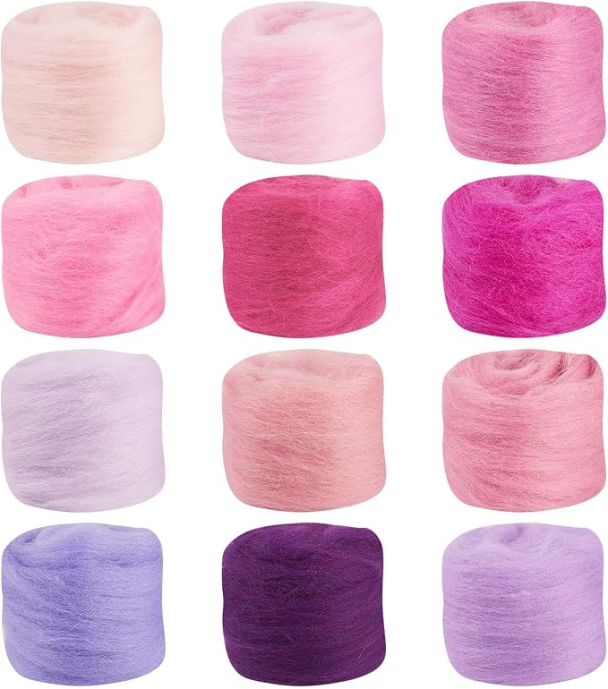 FASHEWELRY 2.12 oz Wool Roving for Needle Felting Kit 12 Colors Felting Wool - Image 8